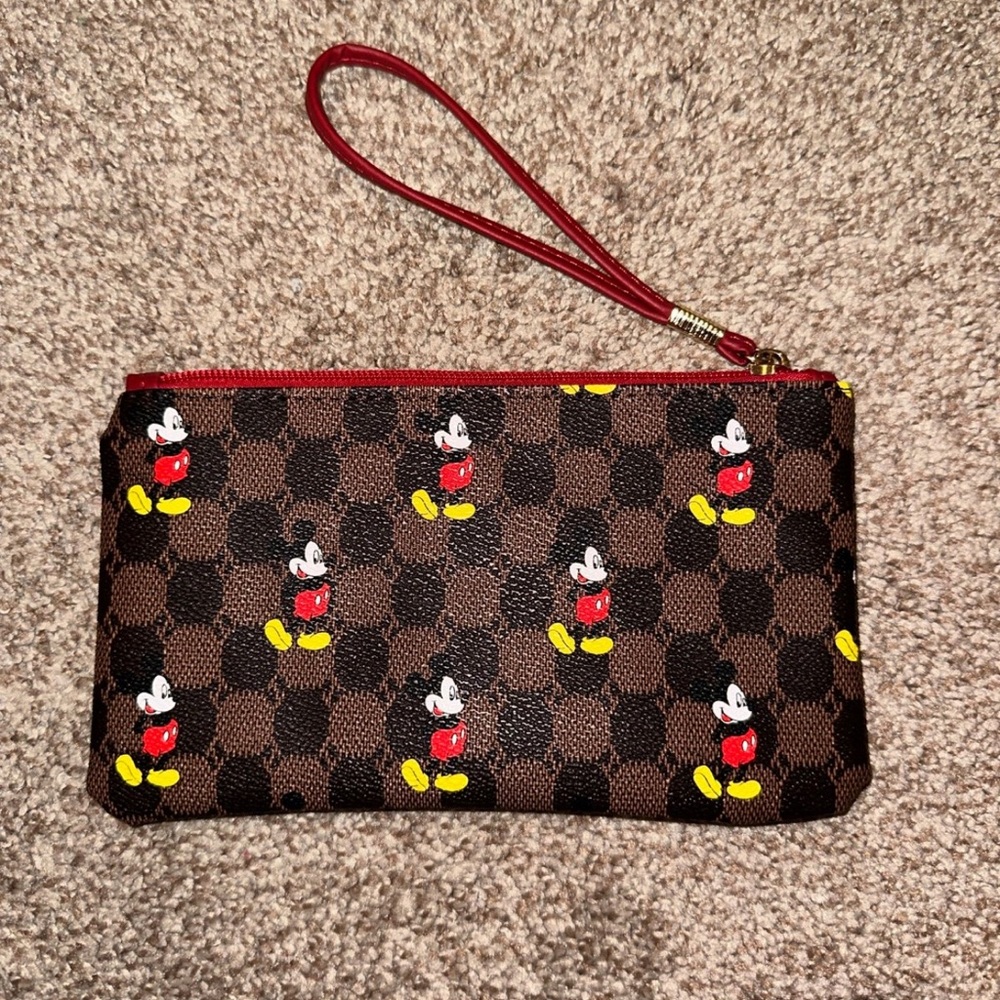 Brown Mickey Mouse Patterned Clutch - image 1
